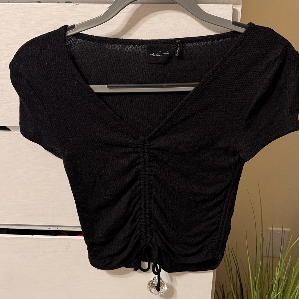 Urban Outfitters Black Ruched Crop Top